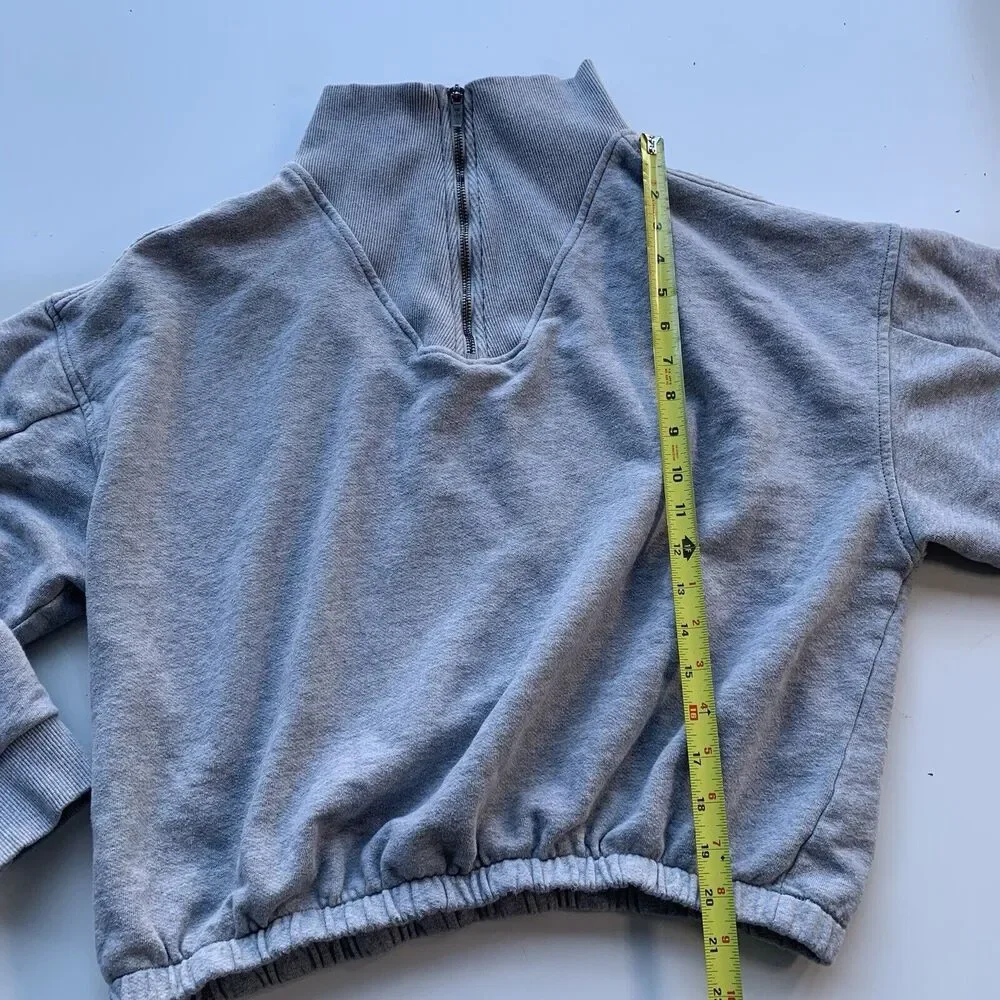 Free People Movement Valley Girl Quarter Zip Sweatshirt Size L Gray